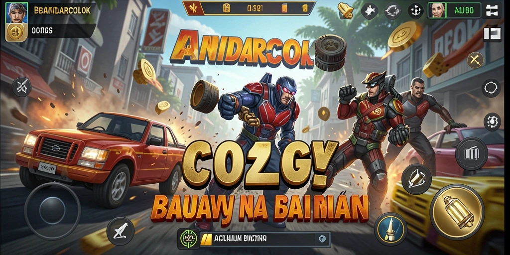 Tangkapan layar utama BANDARCOLOK menunjukkan pertempuran intens dengan karakter heroik.