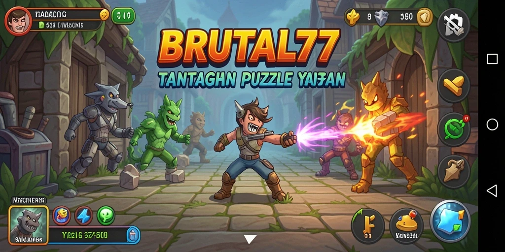 Tampilan gameplay menarik dari BRUTAL77 yang menantang.