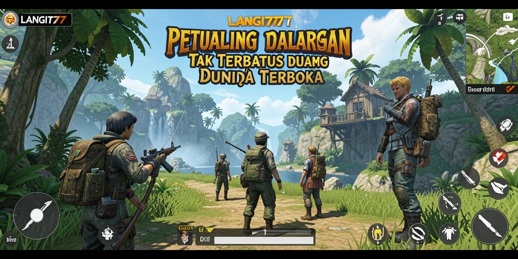 Tangkapan layar menampilkan eksplorasi dunia terbuka dalam LANGIT77.