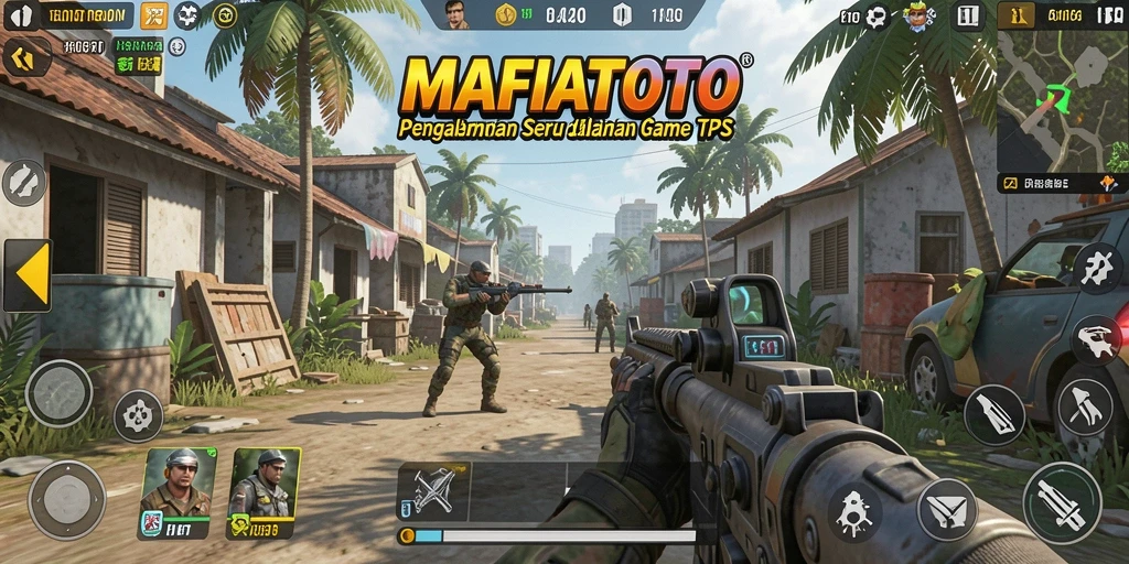 Screenshot utama MAFIATOTO menampilkan momen pertempuran seru dalam game TPS.