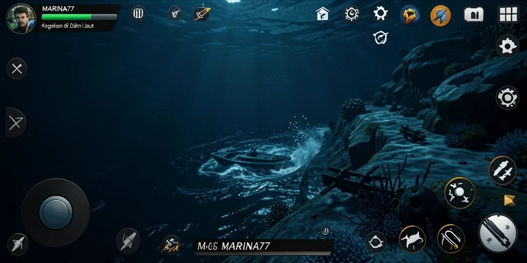 Tampilan menegangkan dari gameplay <strong>MARINA77</strong> yang penuh dengan kegelapan.