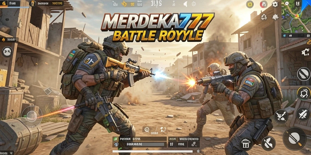 Screenshot menunjukkan aksi seru bertempur dalam game Battle Royale.