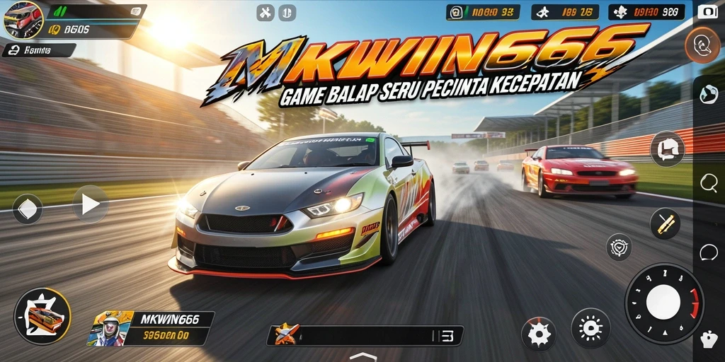 Screenshot gameplay MKWIN666 dengan aksi balap yang mendebarkan.