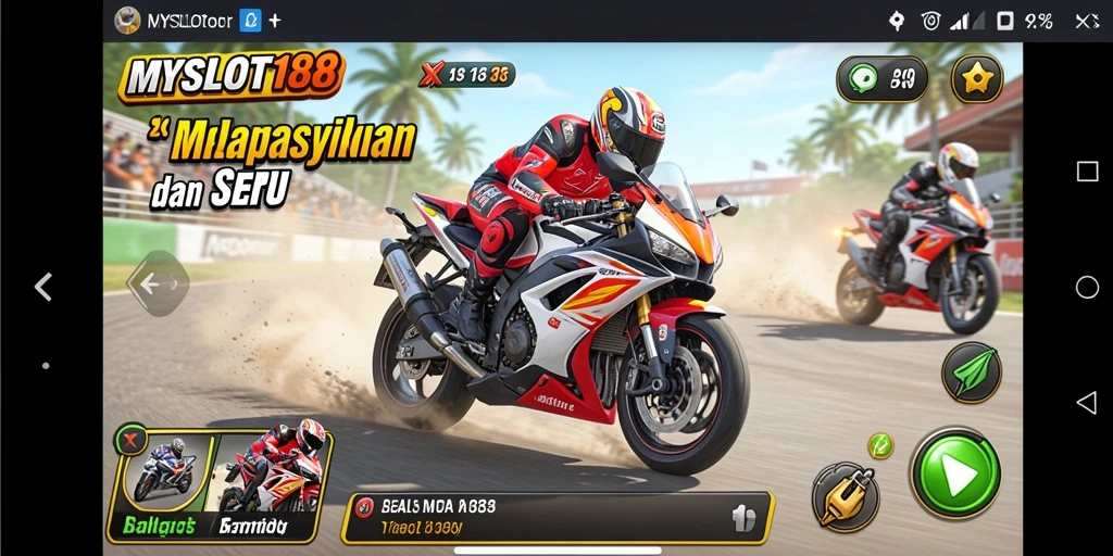 Screenshot tampilan balapan motor yang seru di MYSLOT188.