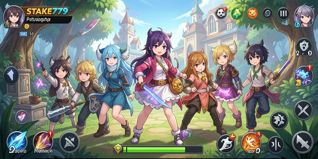 Gameplay seru dengan karakter anime menarik.